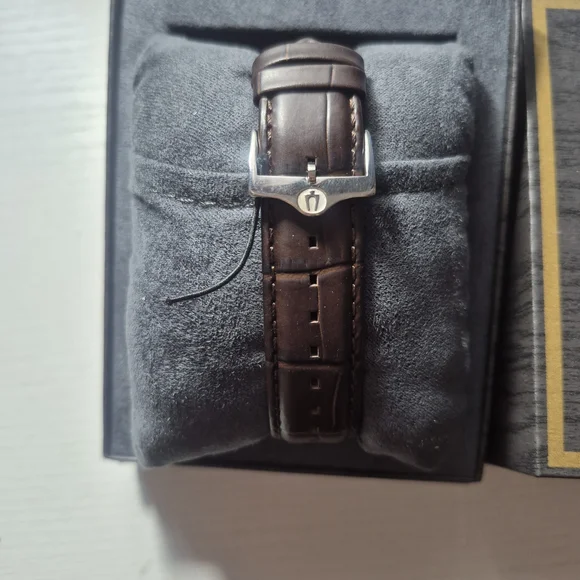 Bulova Surveyor Automatic Green Dial Brown Leather Strap Watch 39mm - 96B427